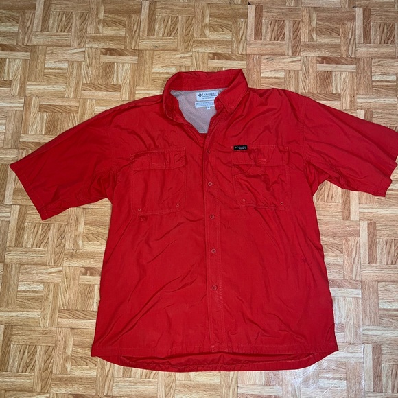 Large orange Columbia GRT short sleeve  button up - Picture 1 of 6